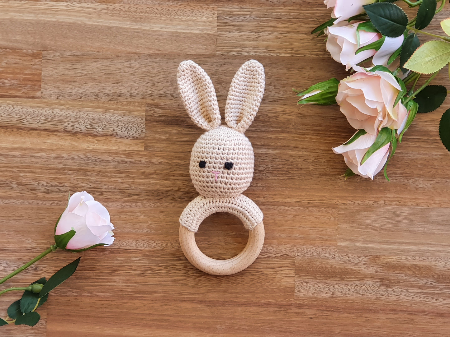 Crocheted bunny rattle