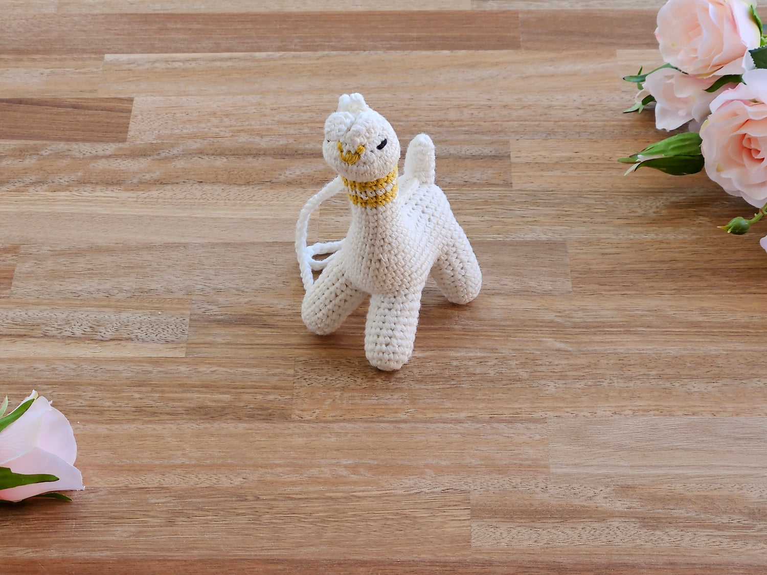 Crochet beige Llama hanging toy