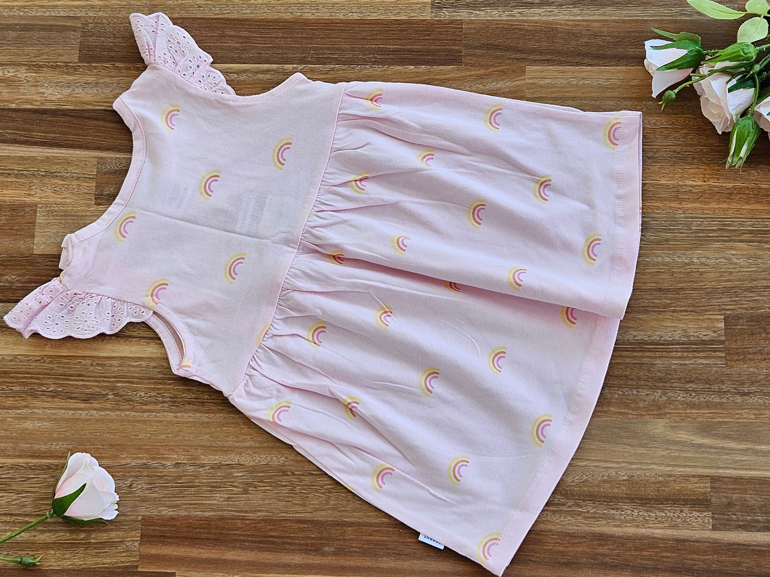 Girls Pink rainbow dress back