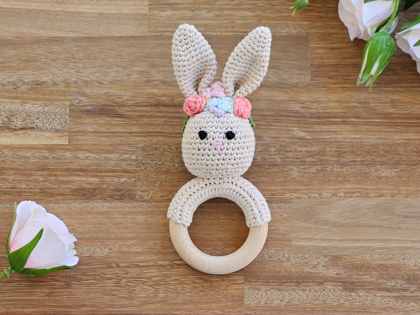 Crochet girl rabbit rattle