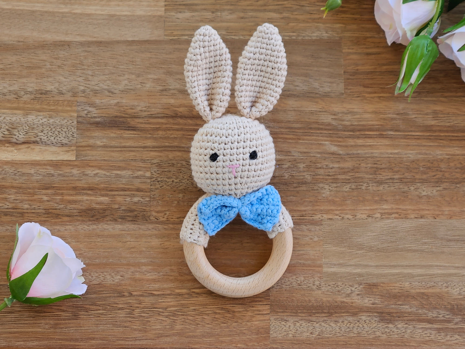 Crochet Boy Bunny with bow rattle