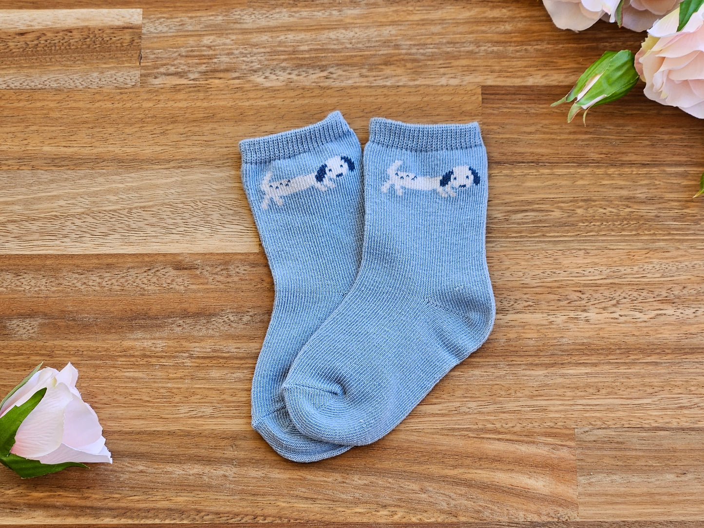 Blue dog print sock