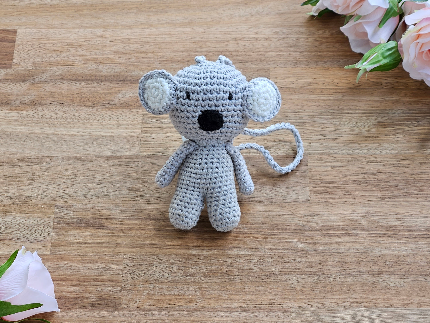 Crochet Grey Koala hanging toy