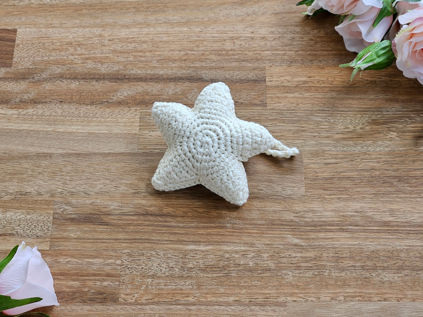 Beige Crochet star hanging toy