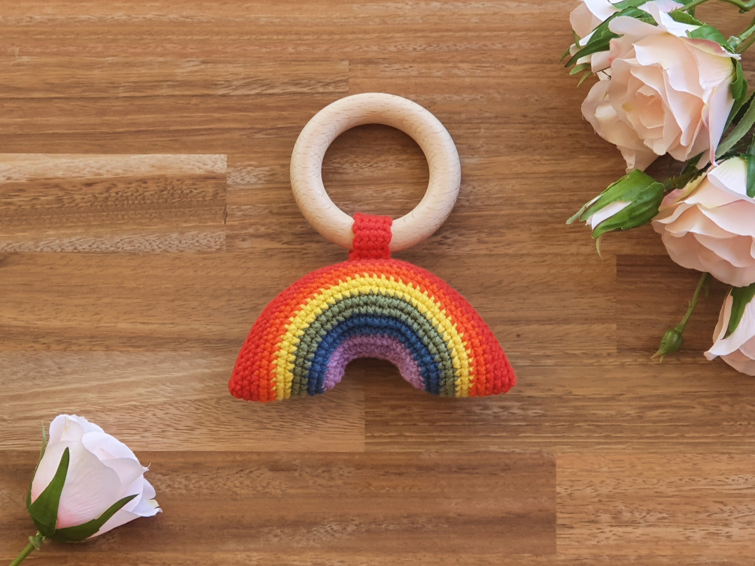 Crochet rainbow rattle