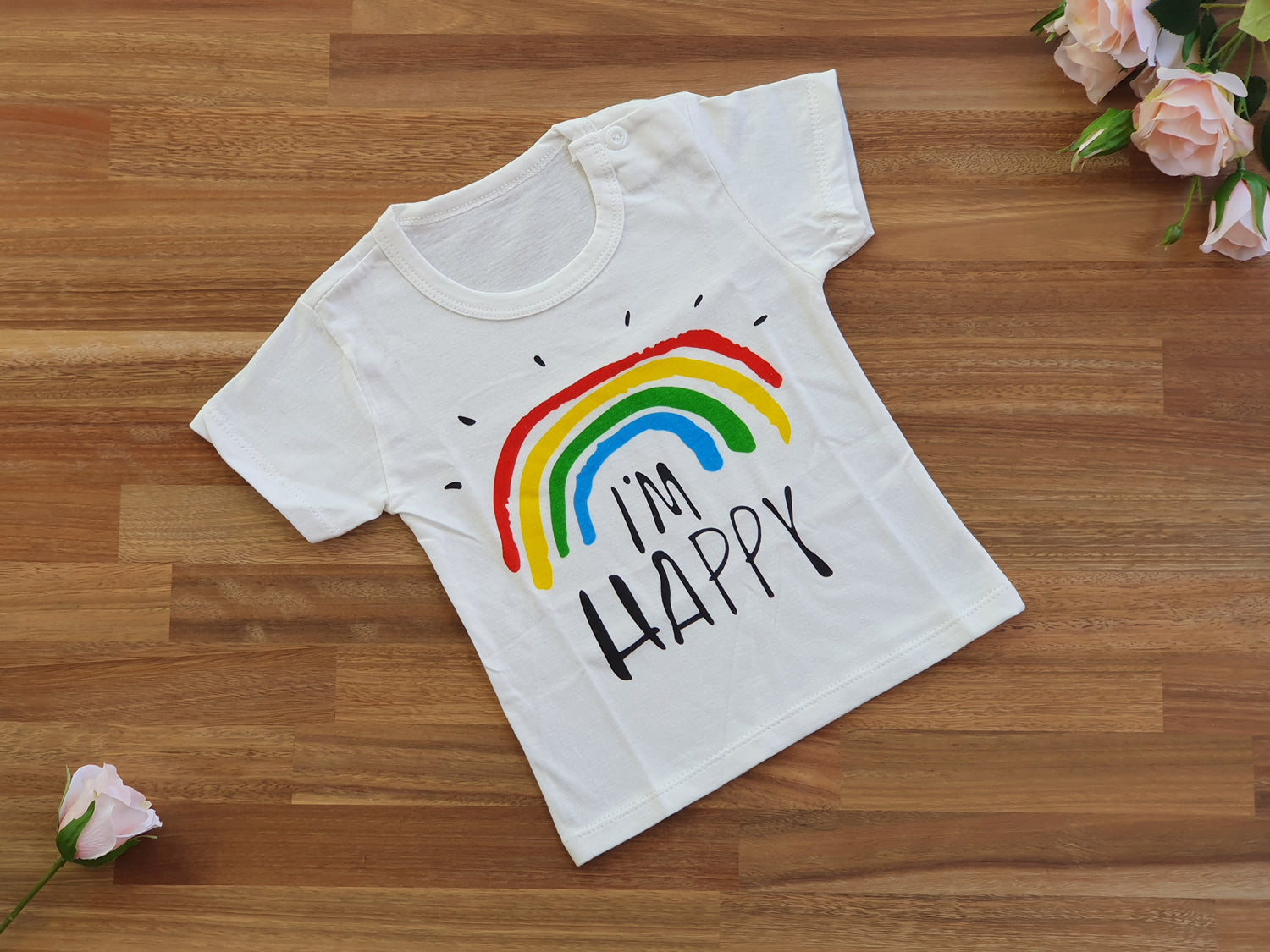 White T-Shirt with rainbow image