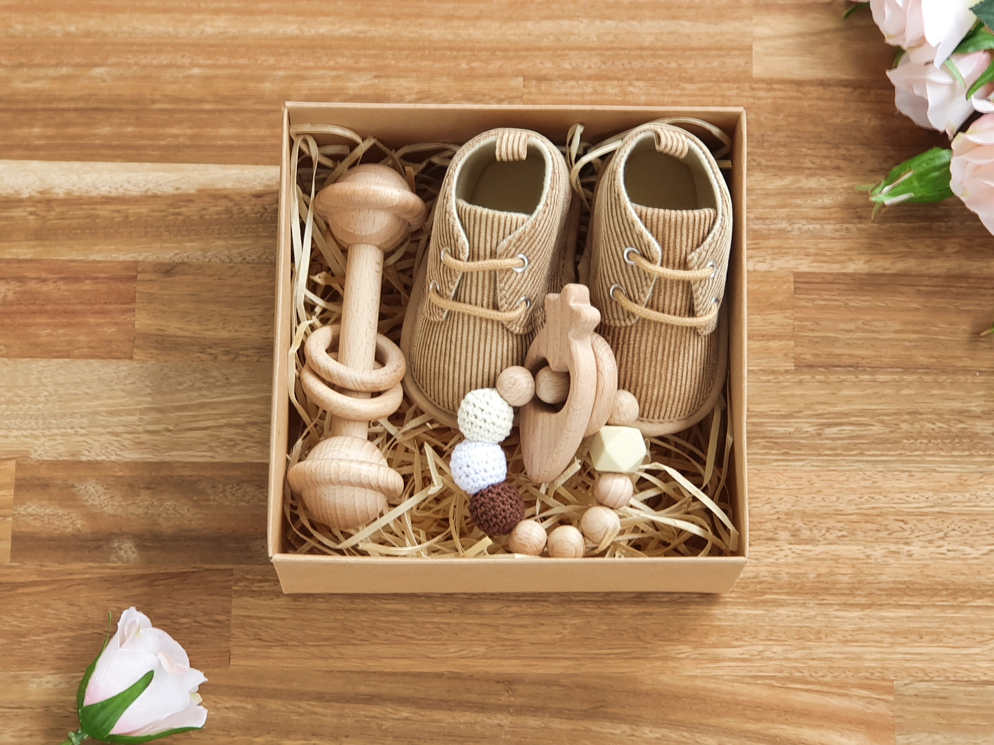 BABY GIFT BOX - Brown Corduroy Lace up Shoe